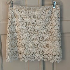 ZARA Floral Crochet Ivory Color Lace Skirt Size Medium